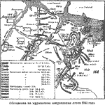 Схема продвижения фашистских и обороны советских войск летом 1941 года.